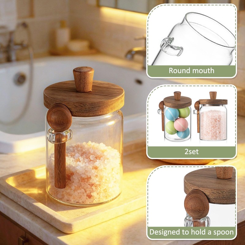 Suclain 2 Set 18 oz Glass Bath Salts Jar with