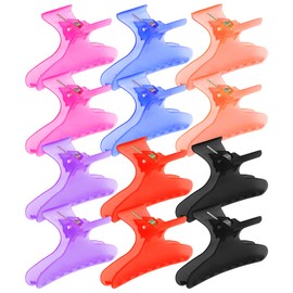 Ondder 12 Pcs Multicolor Butterfly Hair Clips for Styling Sectioning Pro Salon Butterfly Plastic Claw Clips Hair Styling Clip Barber Clips for Cutting, Coloring Hair, Hair Accessories for Women Girls