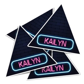 Vinyl Triangle Stickers (Set of 4) 10cm - Neon Sign Design Kailyn Name for Laptops, Tablets, Luggage, Scrap Booking, Fridges #353121