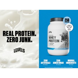 Levels Grass Fed Whey Protein Powder, No Artificials, 25G of Protein, Unflavored, 2LB