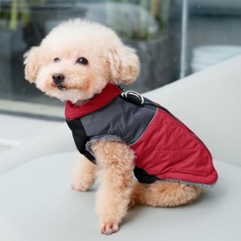 JoyDaog Warm Fleece Dog Coats for Small Dogs,D-Rings Waterproof Puppy Jacket for Cold Winter,Red XS