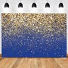 LYCGS 8x6ft Royal Blue Glitter Backdrop Birthday Gold Spots Bokeh