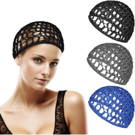 3 Piezas Red para Cabello, Donas para el Cabello, Red Elástica para Cabello, Hair Net, Suave y Elástica, Protege Del Frizz y Humedad, Ideal para Dormir, Viajar, Yoga (3 Pcs)