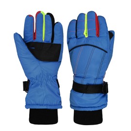 Waterproof Kids Ski Gloves Winter Thermal Snow Mittens Fleeced Lined Cold Weather Gloves Outdoor Windproof Warm Children Skiing Snowboarding Gloves Mittens for Girls Boys Aged 6-10 Years Old