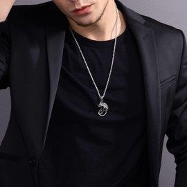 U7 Men's Chameleon Pendant Necklace Stainless Steel Cool Animal Pendant With a 22" Chain