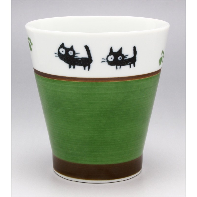 Hasami ware Free Cup Cat Dog Green 505590