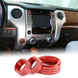 Aunginsy Car Centre Console Sound Volume Knob Covers Fit Toyot@ Tundra 2007-2021 Aluminum Alloy Car Volume Knob Protection Ring Multimedia Sound Volume Tune Knob Cover Ring Trim Interior Accessories