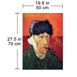 PROW Famous Oil Paintings Self-Portrait with Bandaged Ear and Pipe- Vincent William Van Gogh's Cardboard 1000 Piece Jigsaw Puzzle for Adult Home Wall Art Decoration Puzzles Box