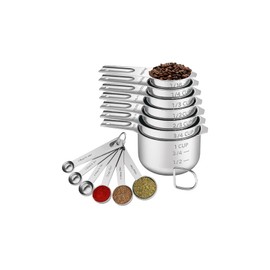 Measuring Cups and Spoons Set 7 Stainless Steel Measuring Cups&6 Stainless Steel Measuring Spoons Kitchen Gadgets for Cooking & Baking