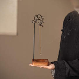 Upside Down Incense Holder, Wooden Incense Holder for Sticks with Ash Catcher, Hanging Incense Burner for Meditation Yoga Spa Room Decor