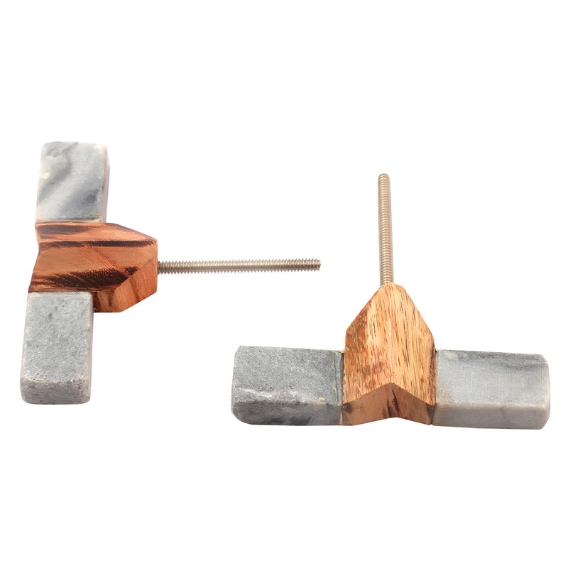 Nacnic Set of 6 rectangular stone and wood knobs. 63