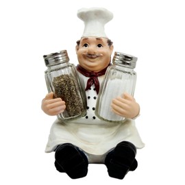 Ebros Italian Head Chef Mario Salt And Pepper Shakers Holder Figurine As Decorative Kitchen Dining Centerpiece Decor For Chefs Cooks Bistro Restaurant Themed Statue (Single)