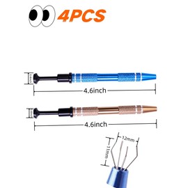 luvilly 4 Pack Durable Grabber Tool, Stainless Steel IC Chip Pickup Tool Electronic Components Claw, Manicure Cotton Ball Tweezers for Small Parts/Jewelry Makers