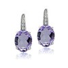 Sterling Silver Amethyst & White Topaz Oval Leverback Earrings
