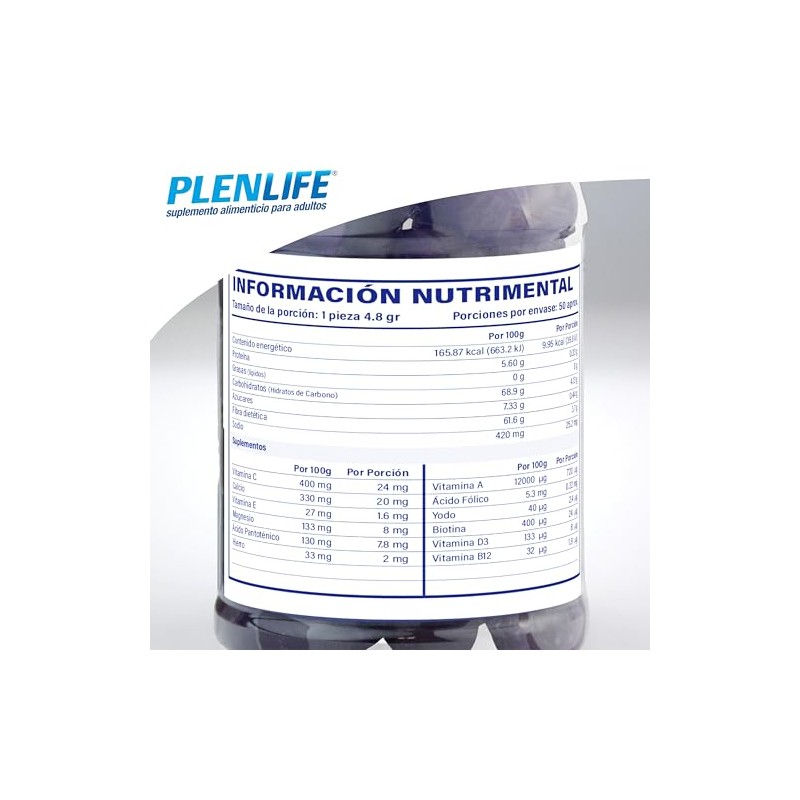 Plenlife Multivitamínico Gomitas Suplemento Azúcar Sabor Mora Azul Frasco 240