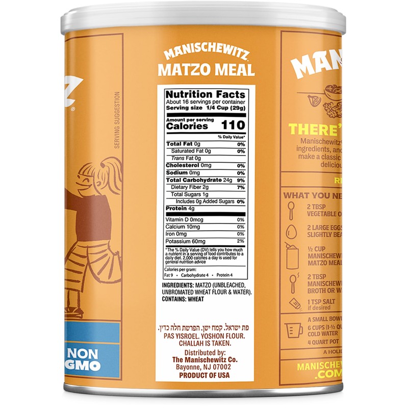 Manischewitz Matzo Meal Daily Canister, 1 Pound (Pack of 2)