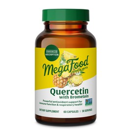 MegaFood Quercetin with Bromelain - Respiratory & Seasonal Immune Support Supplement - Quercetin 500mg Capsules & Enhanced Absorption with Bromelain - Vegan, Gluten-Free - 60 Capsules, 30 Servings
