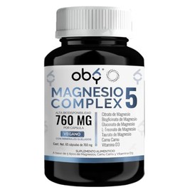 Oby Magnesio Complex 5 Citrato, BisGlicinato, Treonato, Gluconato y Taurato  Sin Oxido  Alta Absorción y Biodisponibilidad  Minerales Quelados,...    