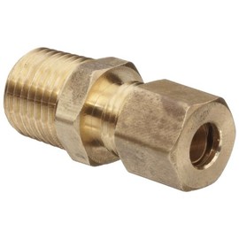 Anderson Metals 50068-0408 Brass Tube Fitting, Connector, 1/4" Compression x 1/2" Male Pipe, Copper