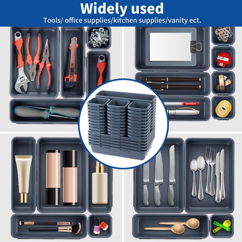 Giklux 45 Pack Tool Box Organizer Tray, 3-Sizes Tool Box