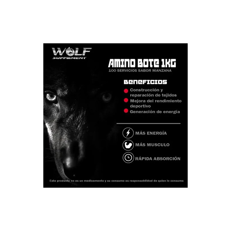 Aminoácidos En Polvo Wolf 1 Kg Varios Sabores 100 Servicios
