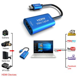 ELASO HDMI to USB-C Type-C Video Capture Card 4K/1080P 60fps Portable for Game Streaming, Live Broadcasts, Video Recording