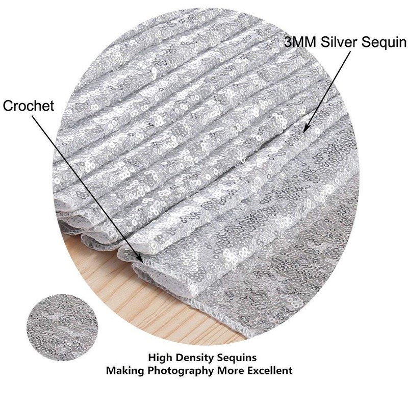 B-COOL 90x156 Inch Rectangle Sequin Tablecloth Silver Seamless Table Linens
