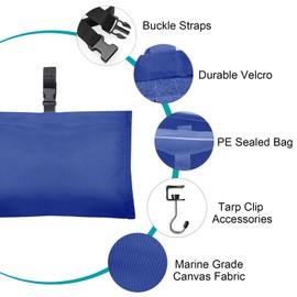 Boat Cover Sand Bags Weights, Weighted Bags Fit for Boat Mooring Covers Car RV Cover, 900D Marine Grade Sand Bags for Weight, Windproof Weighted Sandbags Tarp Weights & Tarp Clip Boating Accessories