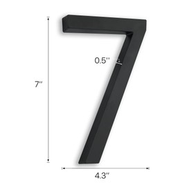 7 Inch Floating House Numbers , Address Numbers For Houses Number For Outside Address On House Metal Black Large Modern House Numbers Door Numbers For House Floating Flush Mount Zinc Alloy Black