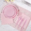 150Pcs Pink Paper Plates and Napkins,Light Pink Party Supplies Include