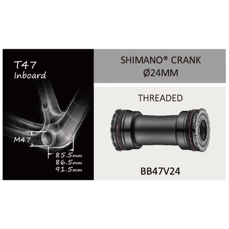 bikesmart Token T47 Threaded Bottom Bracket Black for Shimano 24mm