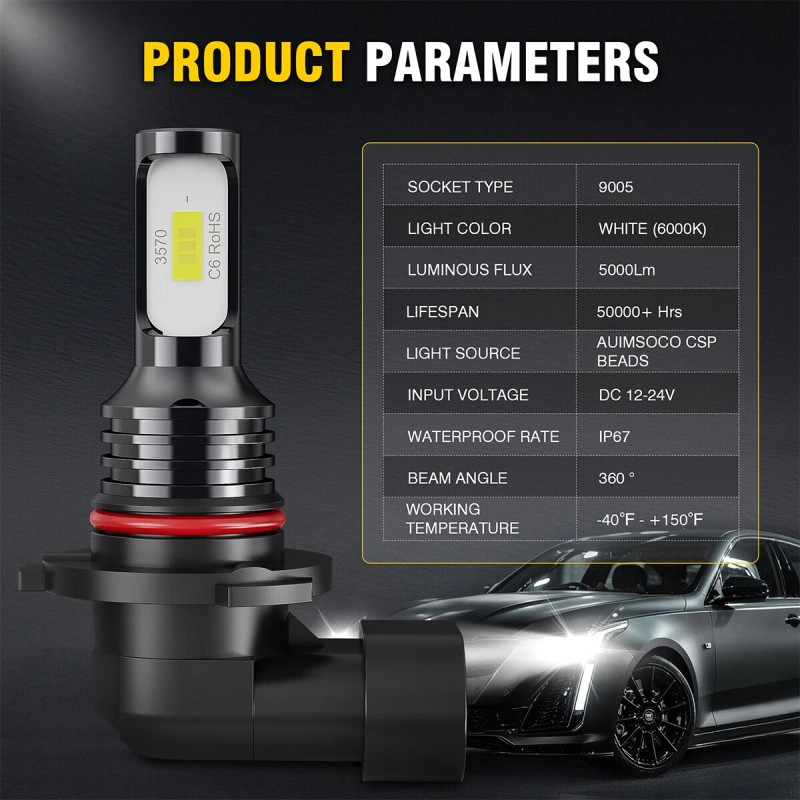 AUIMSOCO 9005 9006 LED Headlight Kit Combo Bulbs 10000K High