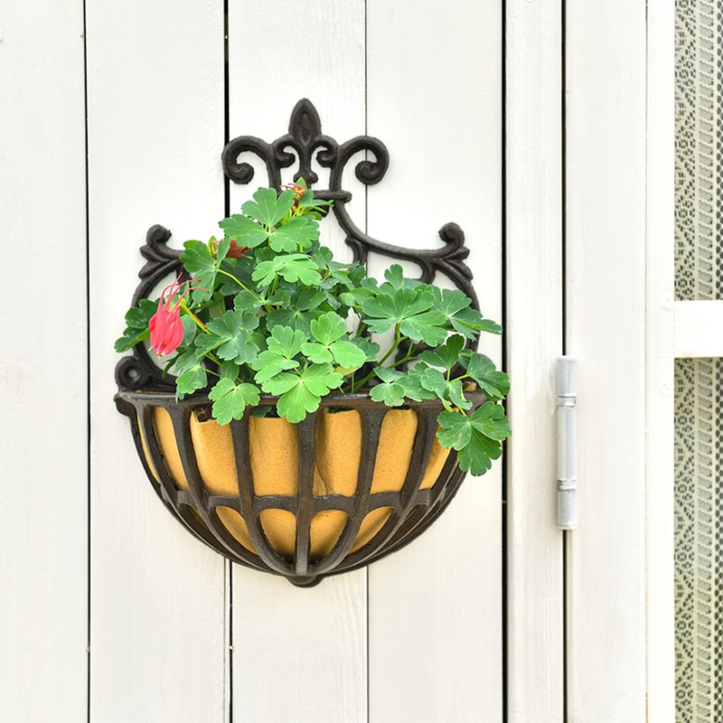 Sungmor 2PC Small Cast Iron Baskets, Heavy-Duty Wall Hanging Hollow