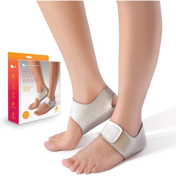 Heel That Pain Heel Seat Wraps for Plantar Fasciitis and Heel Spurs – Perfect for Heel Pain Relief While Barefoot or with Sandals | Patented, Clinically Proven, 100% Guaranteed (Medium)