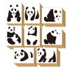 Cute Panda, Animal, Stylish, Stamp, Wooden Rubber Stamp Set, Funny