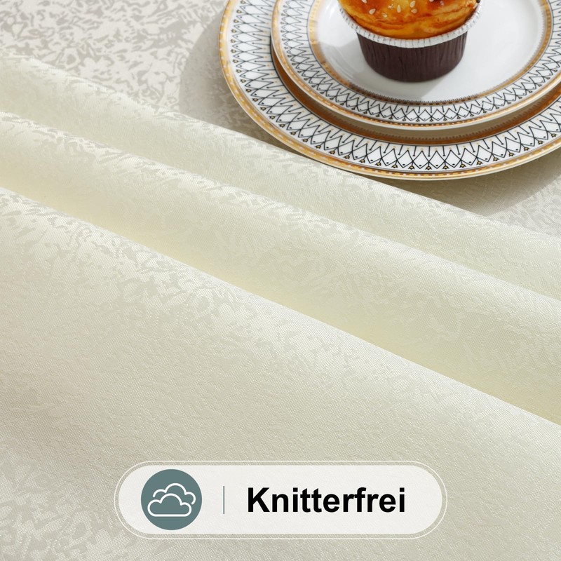 Spotjoy Tablecloth Washable Round 140 cm Polyester Table Linen Jacquard