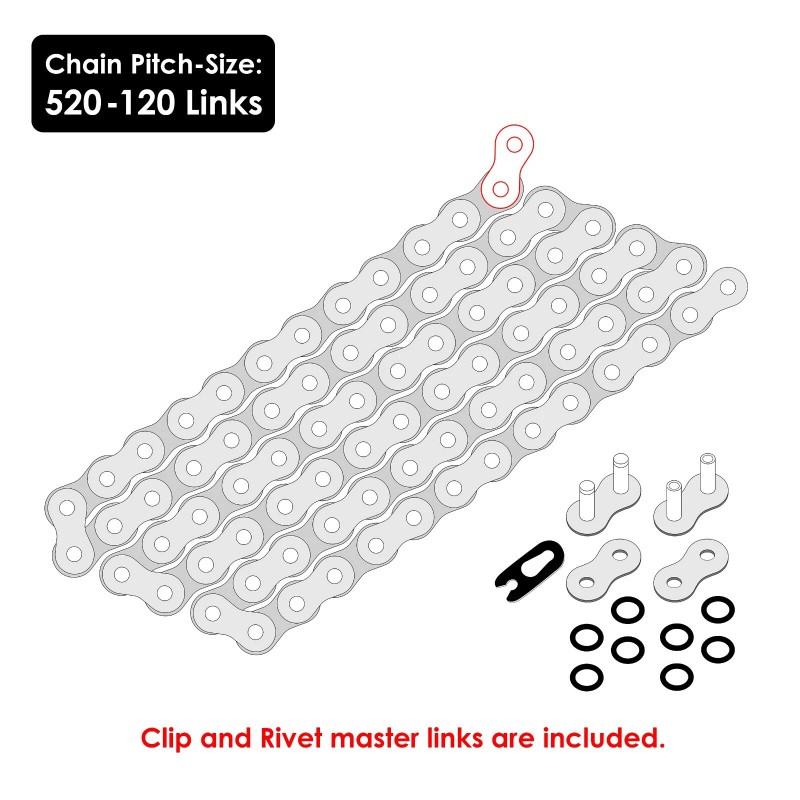 Caltric Red O-Ring Drive Chain & Sprockets Kit for Yamaha