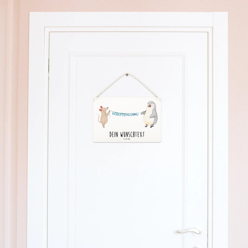 Mr. & Mrs. Panda Personalisiertes Deko Schild Maus Pinguin Geburtstag