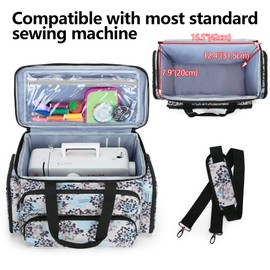 CURMIO Sewing Machine Bag, Sewing Machine Transport and Storage Bag, Sewing Machine Bag is Compatible with Most Standard Sewing Machines and Accessories, Empty Bag, Dandelion