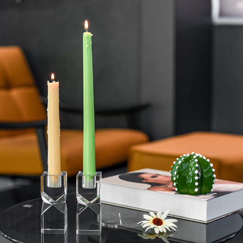 DONOUCLS Home Crystal Candlestick Holders Pack of 2 Clear Crystal