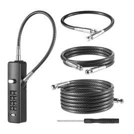 Gate Locks for Outdoor Fence, Bike Cable Locks Small Combination Lock with 3 Steel Ropes (9’’ / 23.6’’ / 47.2’’), Cable Lock for Bicycle, Luggage, Gate, Door, Locker, Cabinets (Grey, 1 Pack)