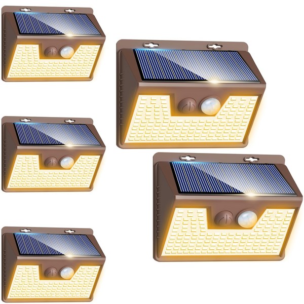 Peasur Solar Outdoor Lights [5 Pack/140LED], 3000K Warm Light Motion