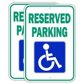 Handicap Parking Sign, (2 Pack) 18 x 12 inch Aluminum Metal Sign, Highly Reflective and Rust Free