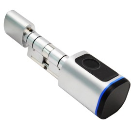 Keycard Unlock TUYA APP Remote Control Keyless Cylinder Smart Locks Automatic Locking Fingerprint Smart LockType: Fingerprint+Card+Key+APP, Color: Silver, Special Features: SMS Alert anytime