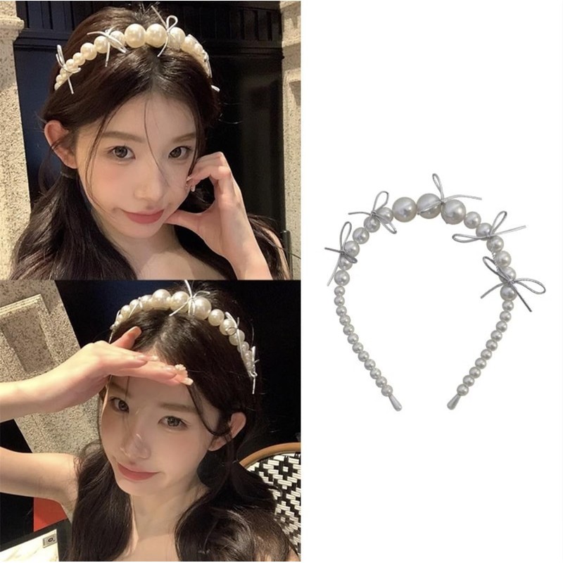 [VOKLLIYU] 2個セット ヘアバンド 可愛い 真珠とリボンデザイン アクセサリー レディース ヘアアクセサリー エレガント おしゃれ
