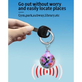 ZEKICE AirTag Holder with Anti-Scratch Protective Cover,Securely Attach to Your Keys,Bag or Pet Collar (Cute Purple Flower Bird)