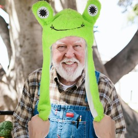 Frog Hat with Ears Moving - Plush Animal Cap Jumping Pop Up Beating Hat Holiday Frog Cosplay Birthday Green
