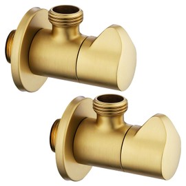 2 Pieces Angle Valve 1/2 Inch, High Temperature and High Pressure Resistance, Angle Valve, Safety Switch for Household Water, Suitable for Kitchen Taps, Bathroom Taps, Toilets (Gold)