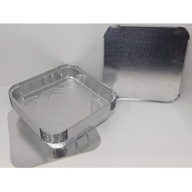 Aluminium Foil 6" Square Roasting Oven Baking Dish Trays with Lids BBQ 158x158x33mm 520cc (20)