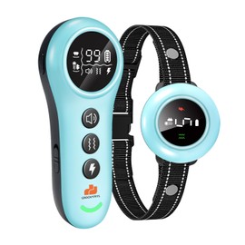 GROOVYPETS 550 Yard Auto Anti-bark Remote Dog Training Shock Collar, Sky Blue/Torquoise